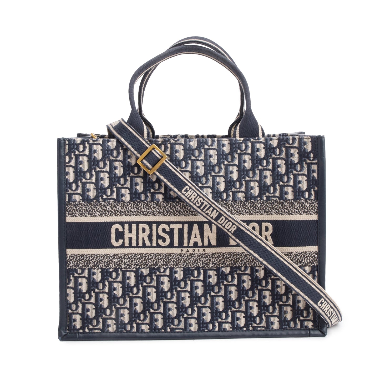 Christian Dior 2023 Navy Oblique Embroidered Medium Book Tote