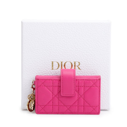 Christian Dior 2023 Pink Cannage Leather Lady Dior Jasmin Card Holder
