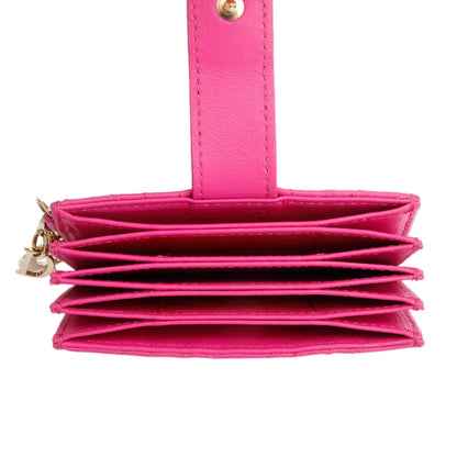 Christian Dior 2023 Pink Cannage Leather Lady Dior Jasmin Card Holder
