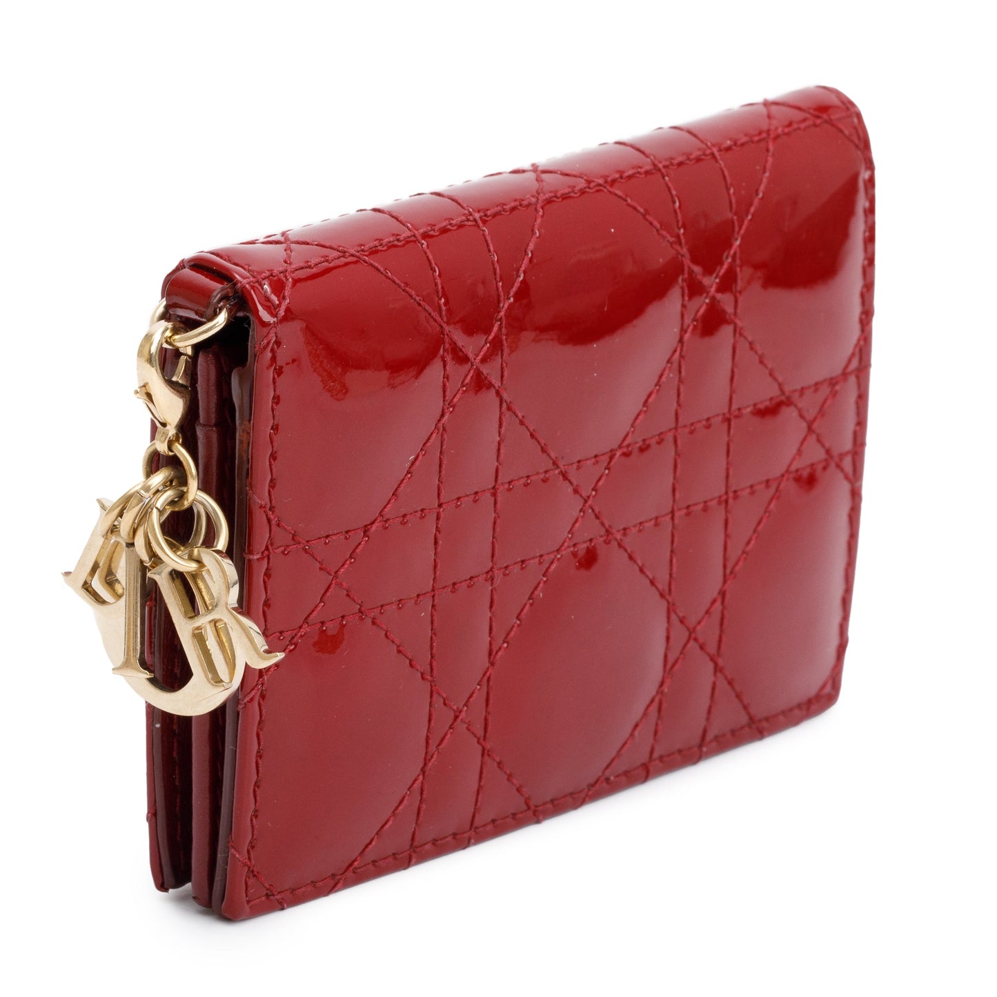 Christian Dior 2023 Red Patent Leather Bloom Flap Card Holder
