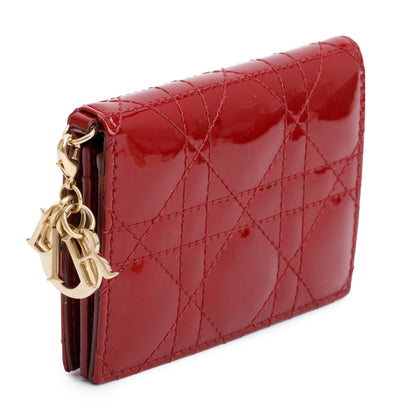 Christian Dior 2023 Red Patent Leather Bloom Flap Card Holder