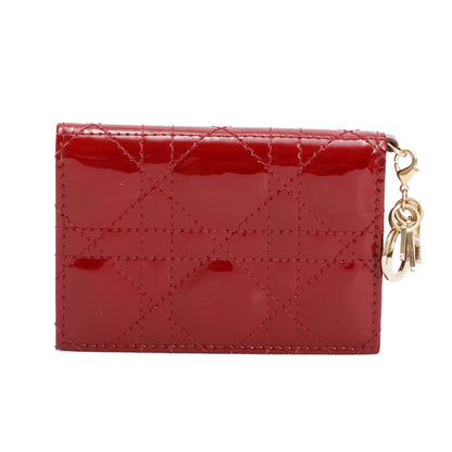 Christian Dior 2023 Red Patent Leather Bloom Flap Card Holder