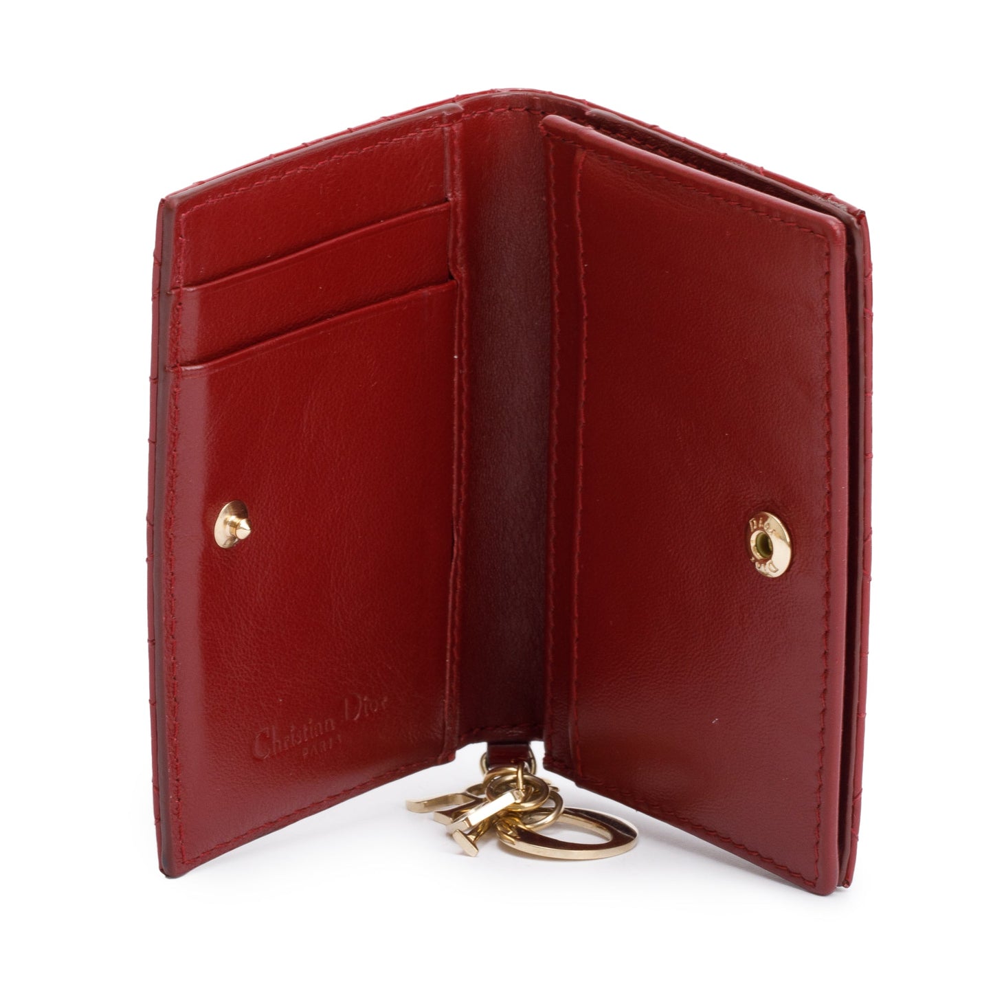 Christian Dior 2023 Red Patent Leather Bloom Flap Card Holder