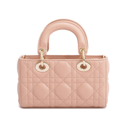 Christian Dior 2023 Rose Des Vents Cannage Lambskin Micro Lady D-Joy Bag