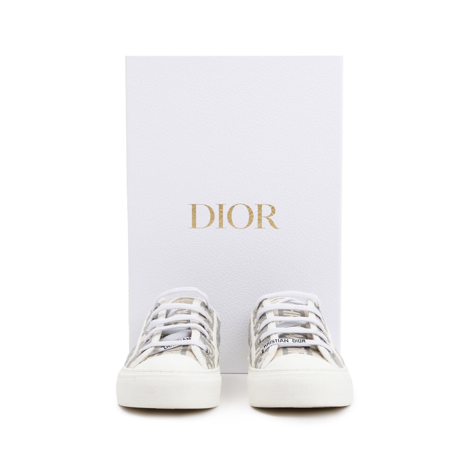 Christian Dior 2023 White/Grey Oblique Canvas Walk'N'Dior Sneakers, Size 36.5