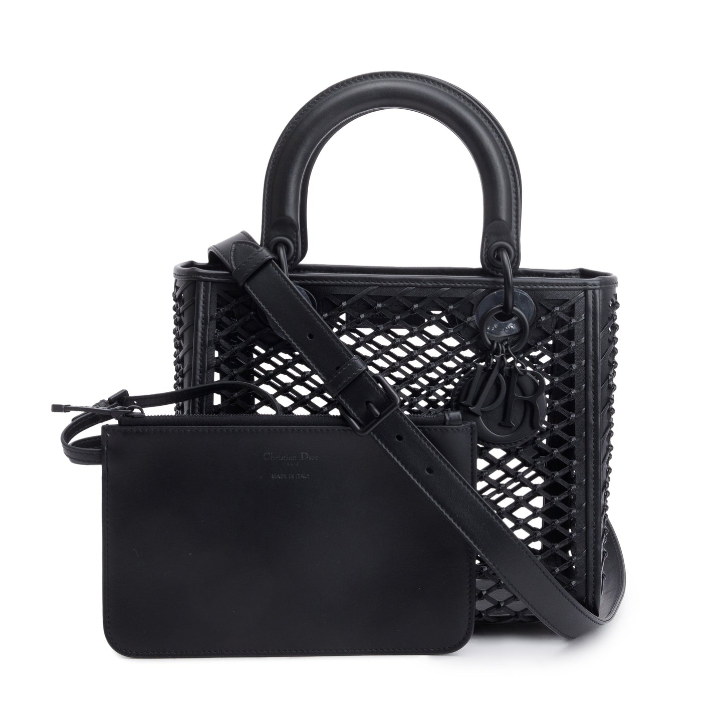 Christian Dior 2024 Black Leather So Black Medium Lady Dior Bag