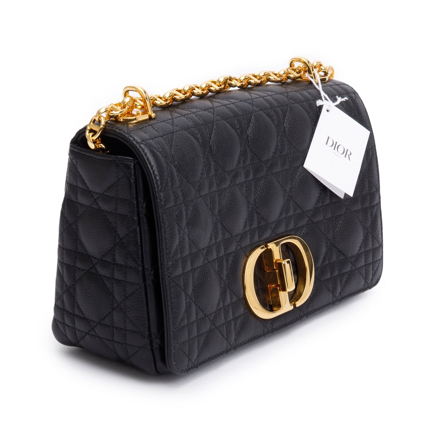 Christian Dior 2024 Black Supple Cannage Calfskin Leather Medium Dior Caro Bag