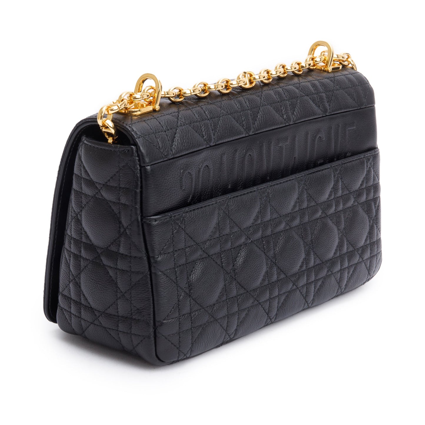 Christian Dior 2024 Black Supple Cannage Calfskin Leather Medium Dior Caro Bag