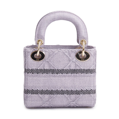 Christian Dior 2024 Purple Cannage Raffia Mini Lady D-Lite Bag