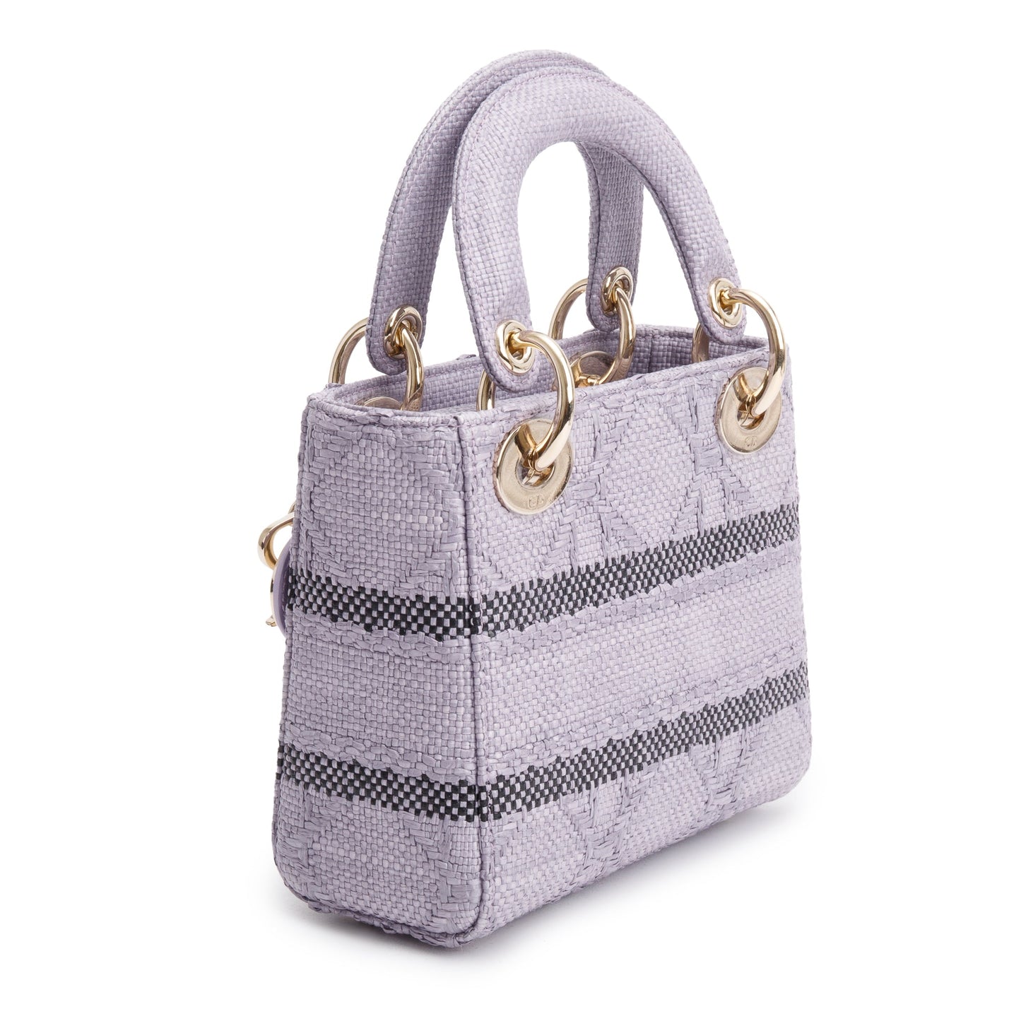 Christian Dior 2024 Purple Cannage Raffia Mini Lady D-Lite Bag