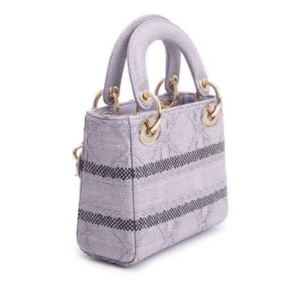 Christian Dior 2024 Purple Cannage Raffia Mini Lady D-Lite Bag
