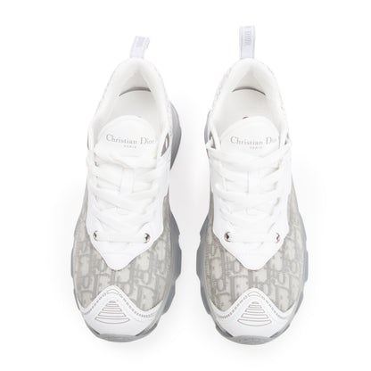 Christian Dior 2024 White/Grey Oblique Canvas and Transparent Rubber Vibe  Sneakers, Size 38.5