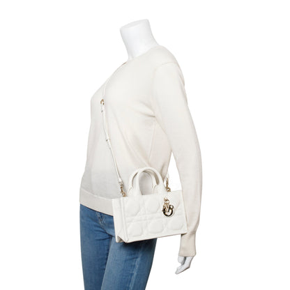 Christian Dior 2024White Macrocannage Lambskin Mini Book Tote