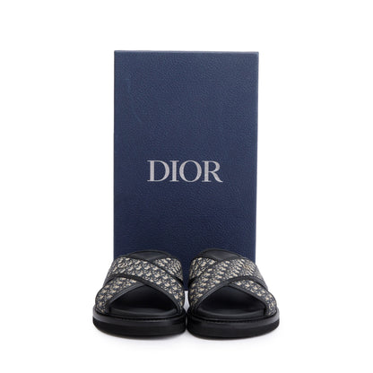 Christian Dior Beige & Black Oblique Jacquard Alias Sandal, Size 42