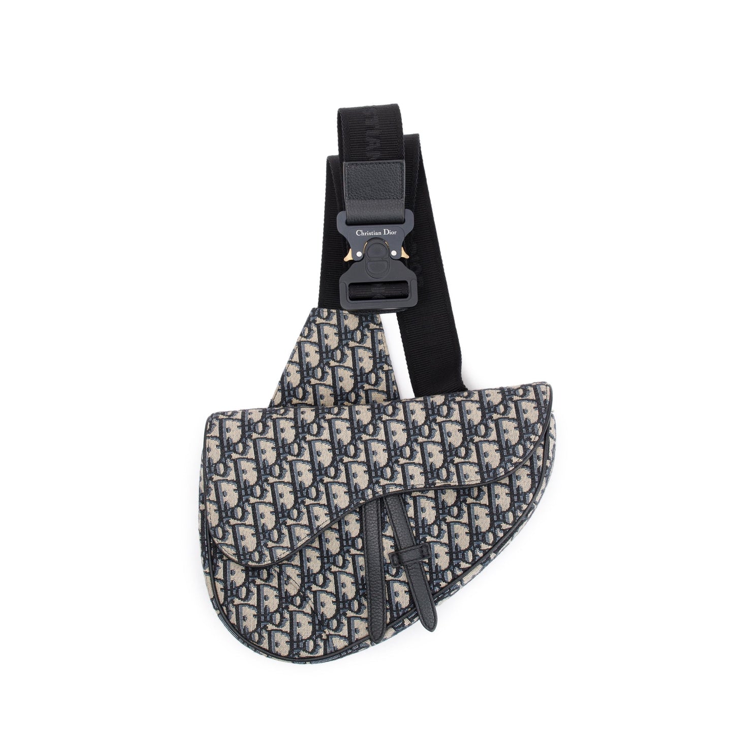 Christian Dior Beige & Black Oblique Mens Saddle Bag