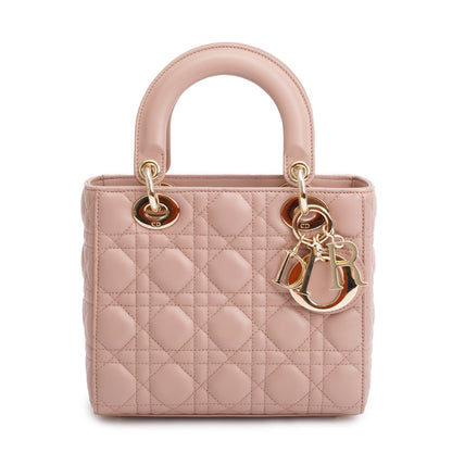 Christian Dior Beige Cannage Lambskin Leather Small Lady Dior My Abcdior Bag