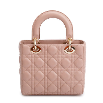 Christian Dior Beige Cannage Lambskin Leather Small Lady Dior My Abcdior Bag