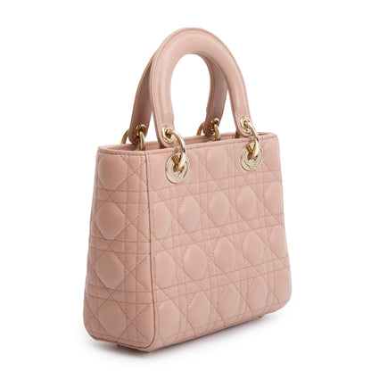 Christian Dior Beige Cannage Lambskin Leather Small Lady Dior My Abcdior Bag