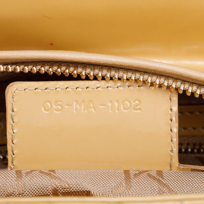 Christian Dior Beige Cannage Patent Leather Medium Lady Dior Bag
