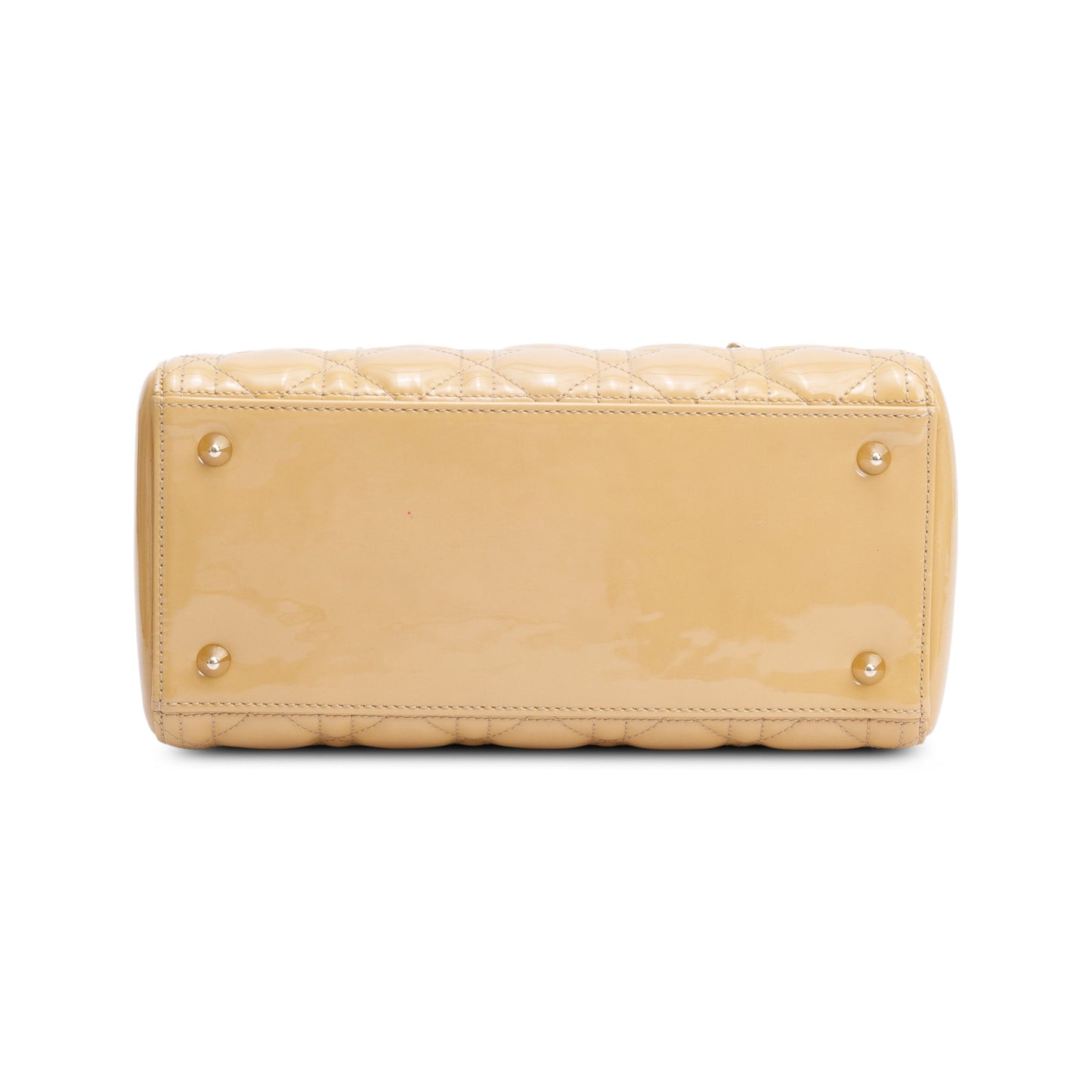 Christian Dior Beige Cannage Patent Leather Medium Lady Dior Bag