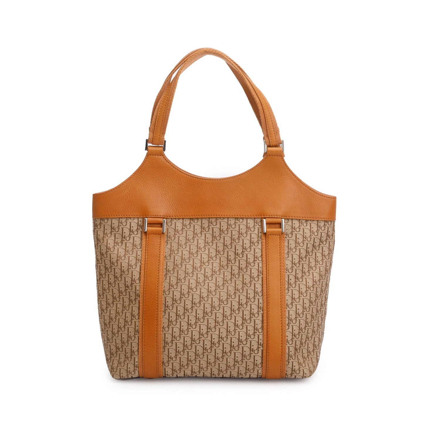 Christian Dior Beige Diorissimo Canvas Tan Leather Trim Street Chic Bag