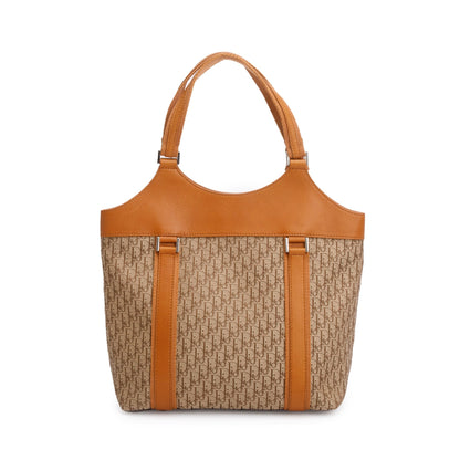 Christian Dior Beige Diorissimo Canvas Tan Leather Trim Street Chic Bag