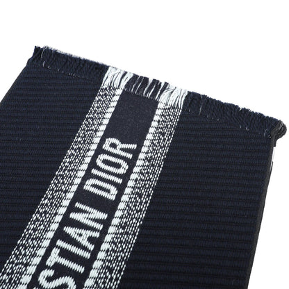 CHRISTIAN DIOR BICOLOR OBLIQUE UNIVERSITY REVERSIBLE WOOL SILK SCARF