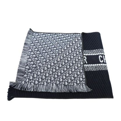 CHRISTIAN DIOR BICOLOR OBLIQUE UNIVERSITY REVERSIBLE WOOL SILK SCARF
