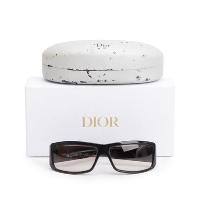 Christian Dior Black Acetate Crystal DiorSparkling Rectangular Sunglasses