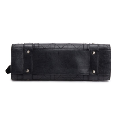 Christian Dior Black Calfskin Cannage Leather Small East West Lady Dior Bag