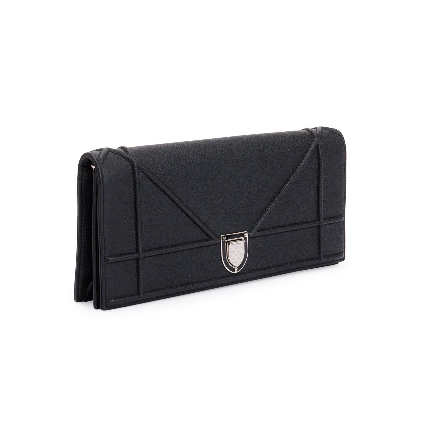 Christian Dior Black Calfskin Leather Diorama Chain Clutch