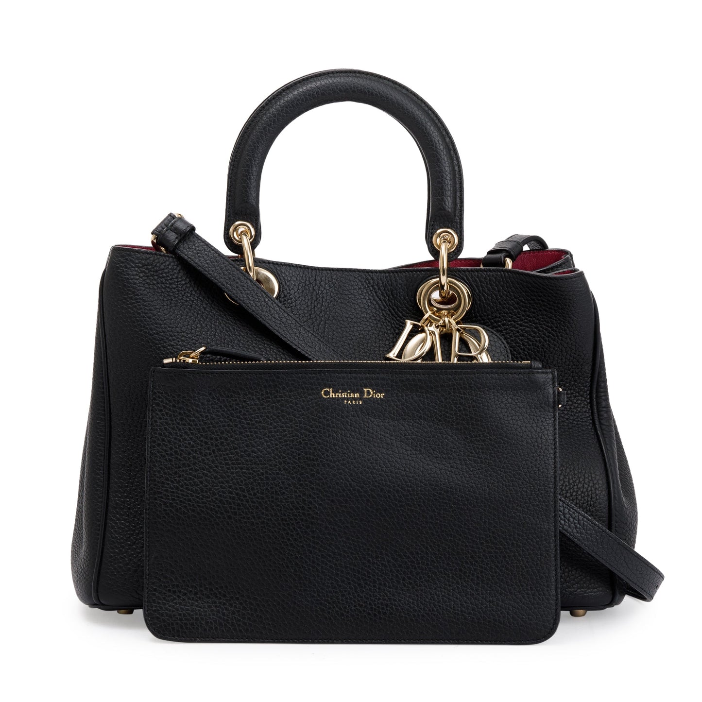 Christian Dior Black Calfskin Leather Medium Diorissimo Tote