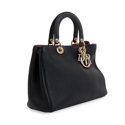Christian Dior Black Calfskin Leather Medium Diorissimo Tote