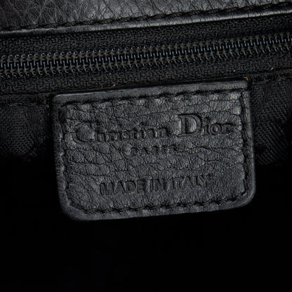 Christian Dior Black Calfskin Leather Wooden Handle Ethnic Braided Hobo