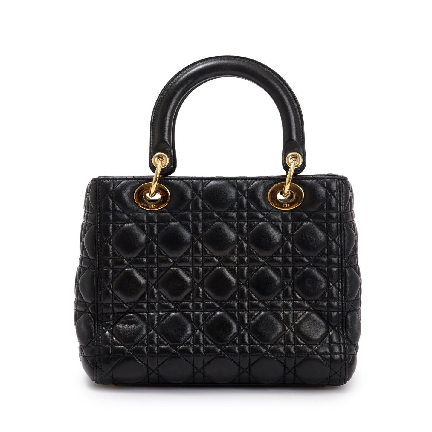 Christian Dior Black Cannage Lambskin Leather Medium Lady Dior Bag