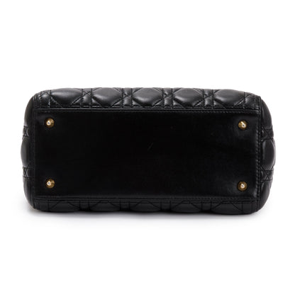 Christian Dior Black Cannage Lambskin Leather Medium Lady Dior Bag