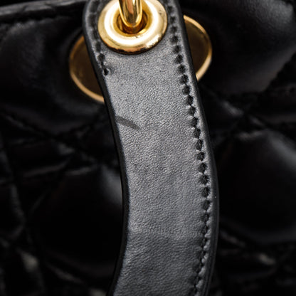 Christian Dior Black Cannage Lambskin Leather Medium Lady Dior Bag