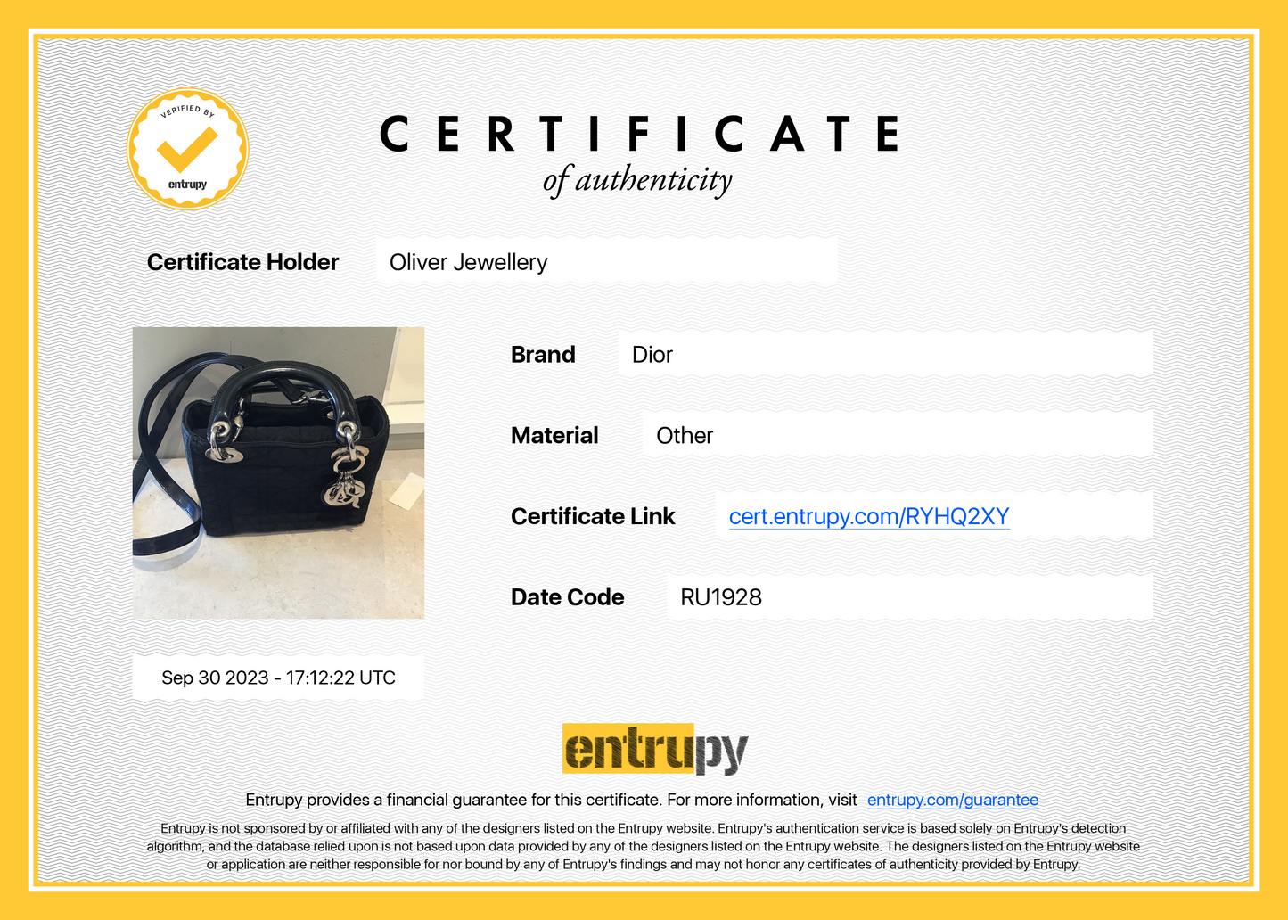 Christian Dior Black Cannage Nylon Mini Lady Dior Bag