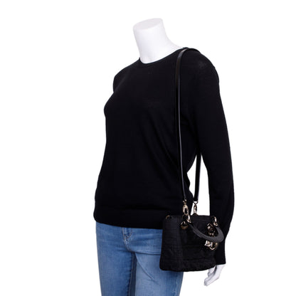 Christian Dior Black Cannage Nylon Mini Lady Dior Bag