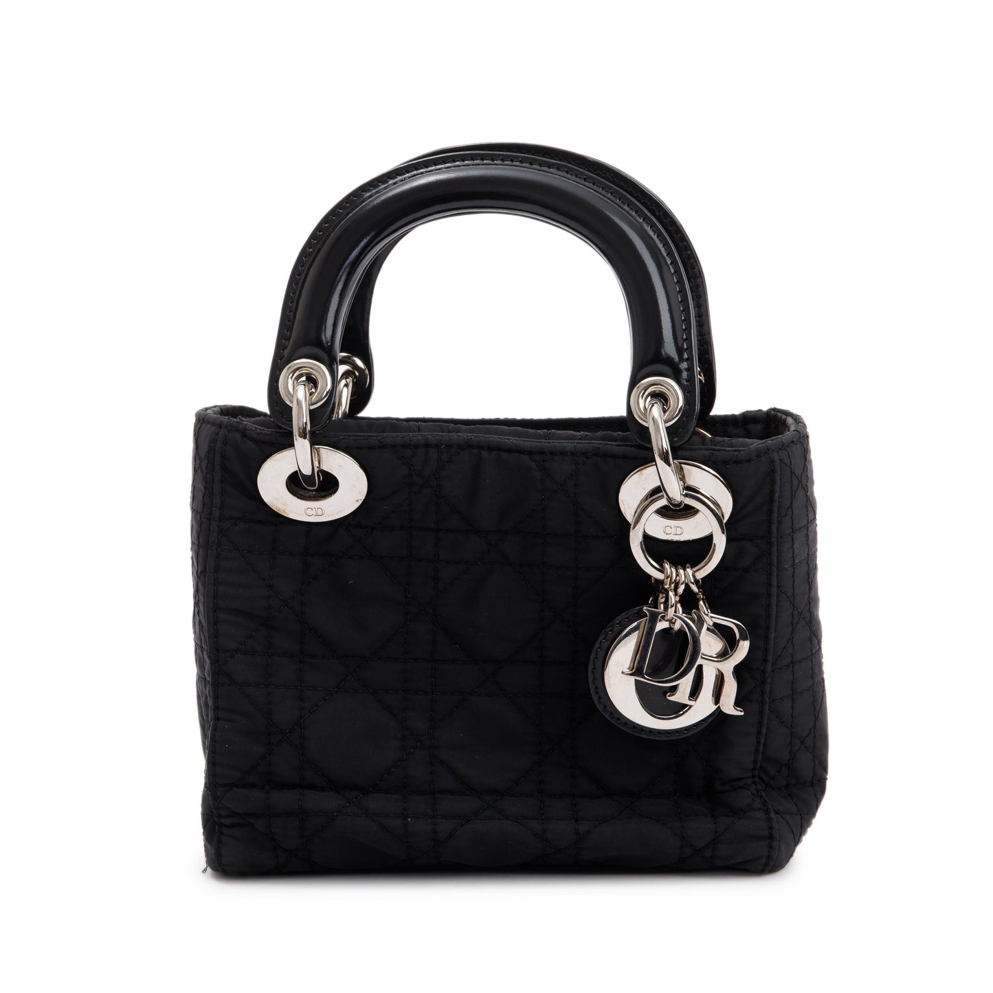 Christian Dior Black Cannage Nylon Mini Lady Dior Bag