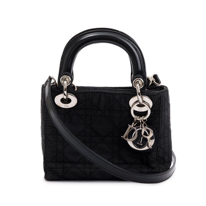 Christian Dior Black Cannage Nylon Mini Lady Dior Bag