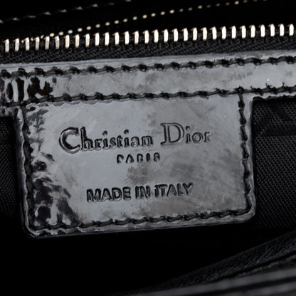 Christian Dior Black Cannage Patent Leather Large Lady Dior Bag