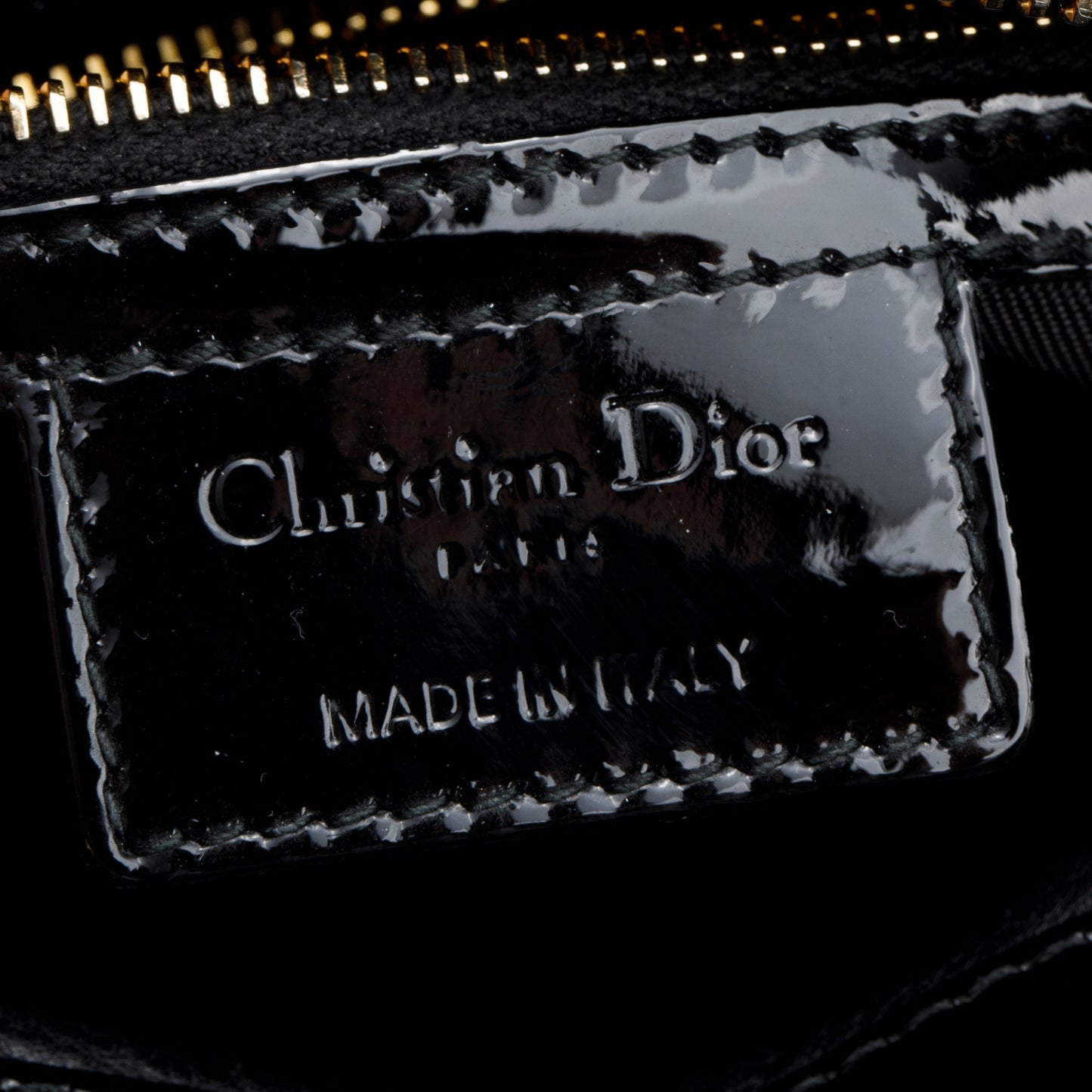 Christian Dior Black Cannage Patent Leather Medium Lady Dior Bag