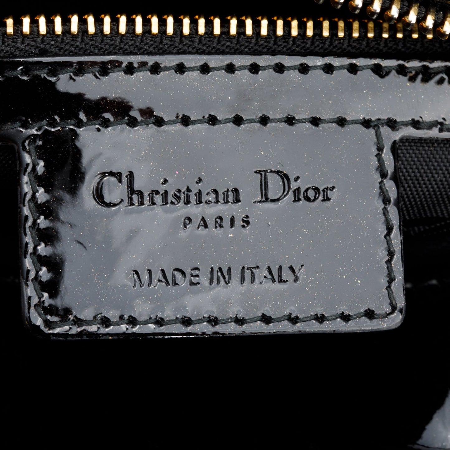 Christian Dior Black Cannage Patent Leather Medium Lady Dior Bag