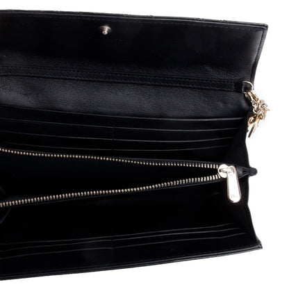 Christian Dior Black Cannage Patent Leather Rendezvous Wallet on Chain