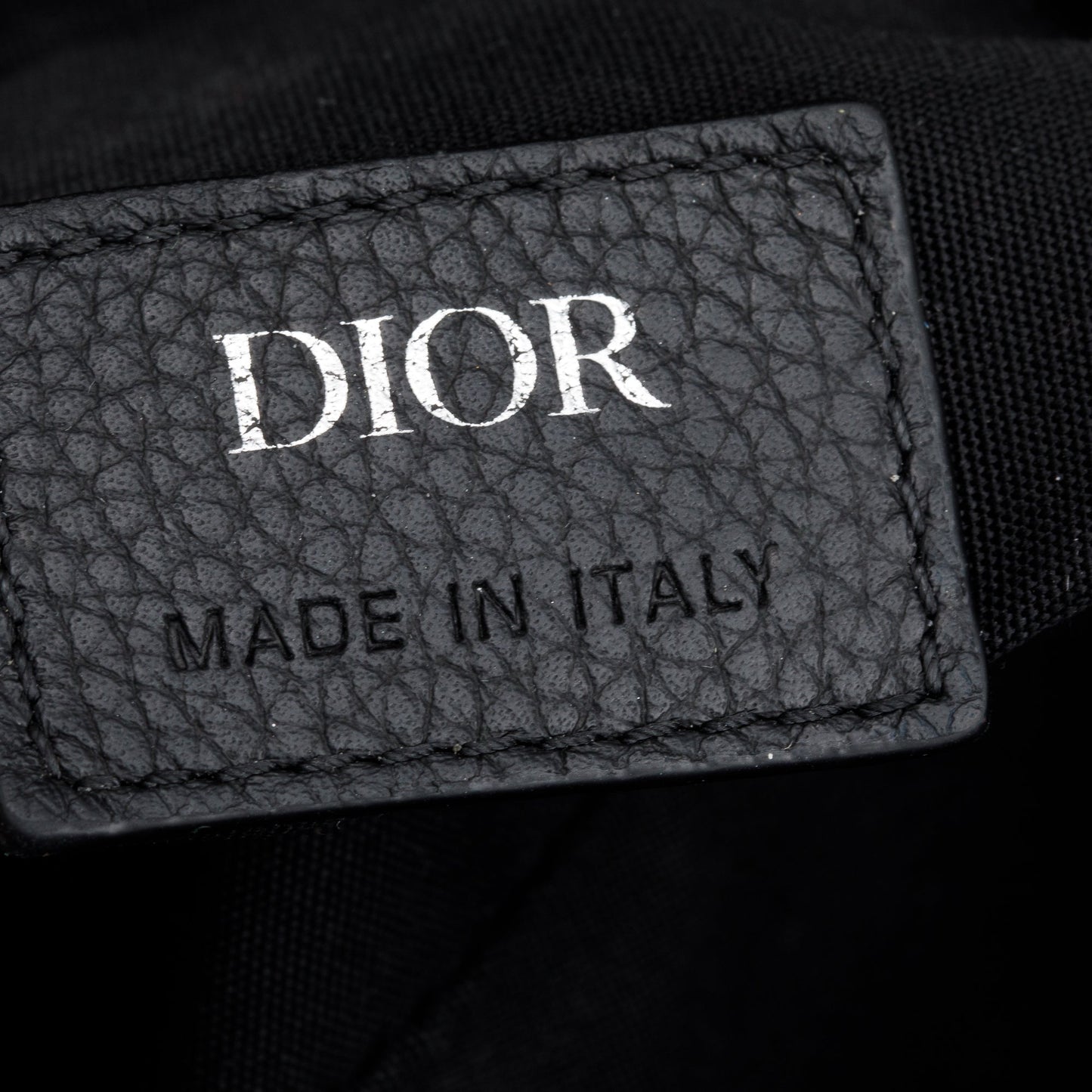 Christian Dior Black Grained Calfskin Leather Saddle Bag