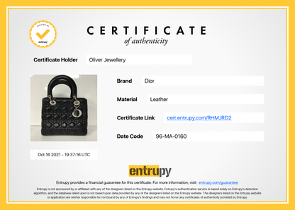 Christian Dior Black Lambskin Medium Lady Dior Bag