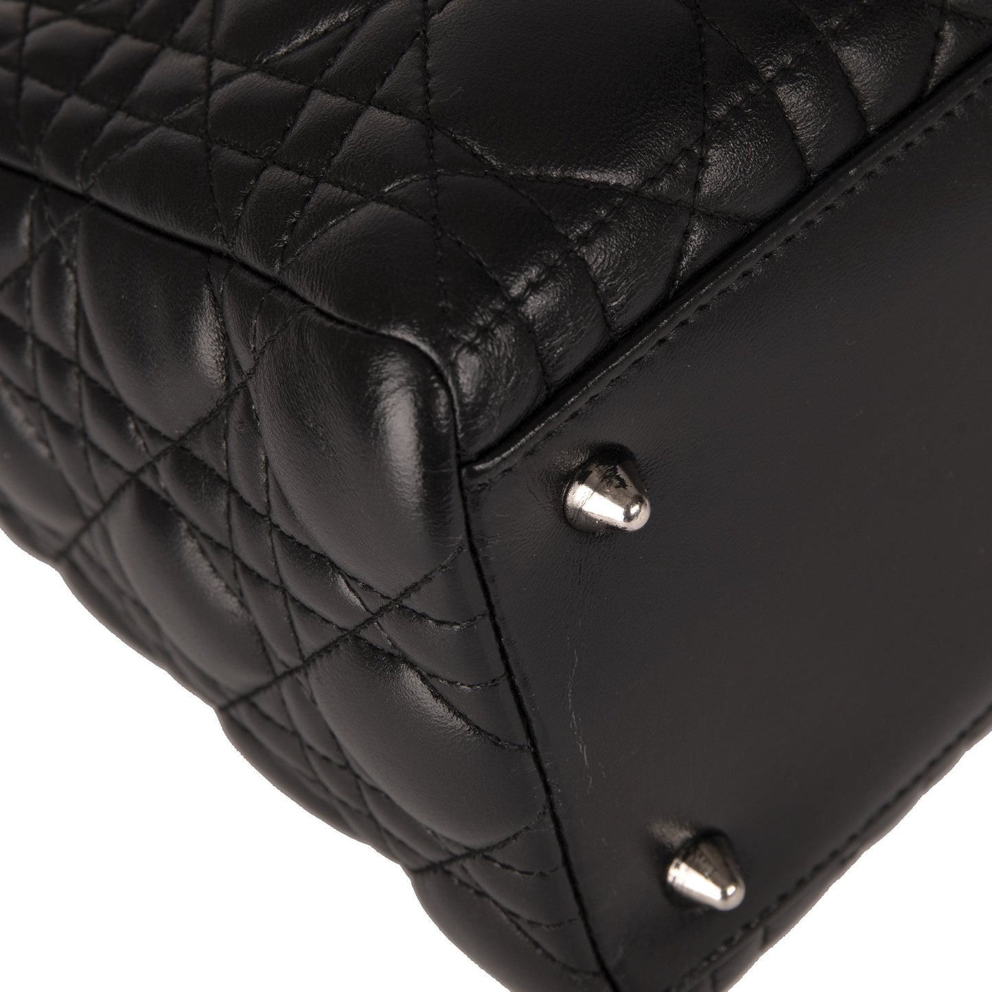 Christian Dior Black Lambskin Medium Lady Dior Bag