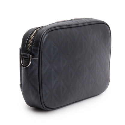 Christian Dior Black Leather CD Diamond Coated Canvas Hit The Road Bag