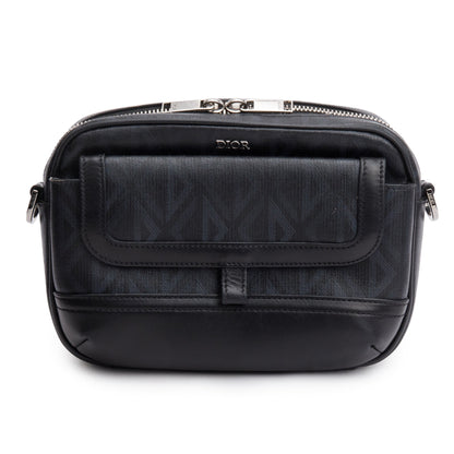 Christian Dior Black Leather CD Diamond Coated Canvas Hit The Road Bag